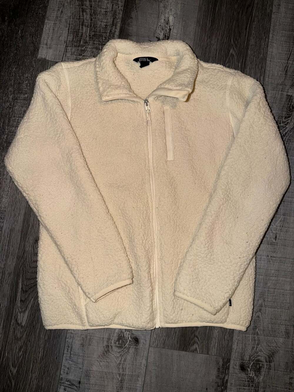 Eddie Bauer Cream Sherpa Fleece Jacket Full Zip Small